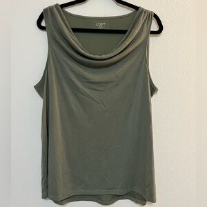 LOFT Olive Green Draped Cowl Neck Sleeveless Top